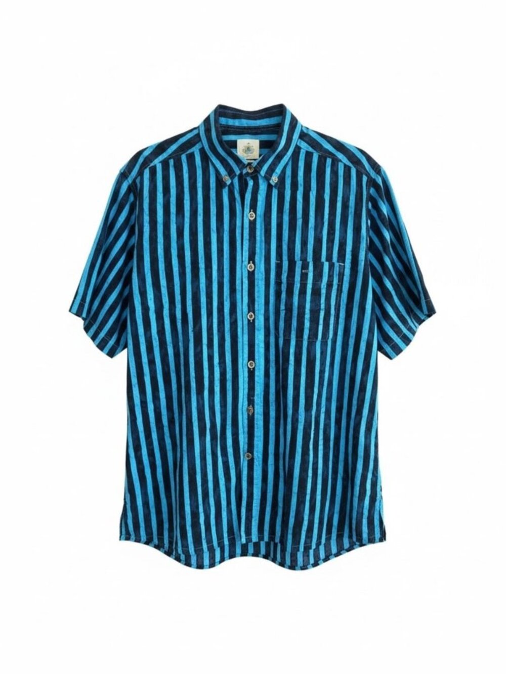The Territory Ahead Retro Blue Striped Short Sleeve Shirt Size Medium